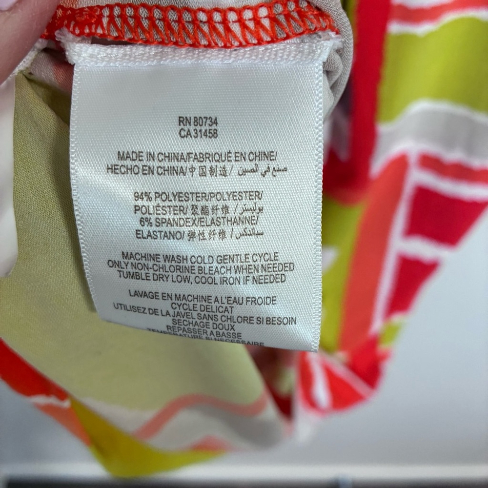 BCBGMaxAzria - Orange, Lime, gray Swoop neckline Dress - S - Picture 11 of 12